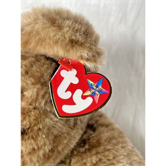 Ty Beanie Buddy 2002 Billionaire Brown Bear Dollar Sign Chest Weighted 14" - Picture 4 of 6